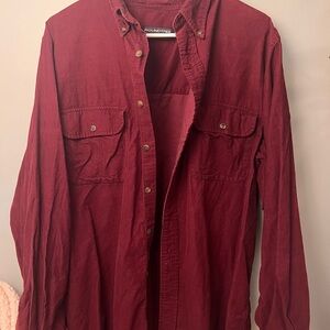 Burgundy corduroy long sleeve button-up